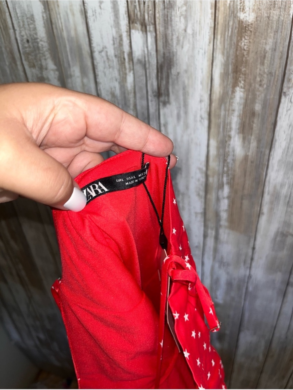 Zara Red Star Print Lace Up Satin Bodysuit NWT Y2K Festival Size L - Picture 6 of 7